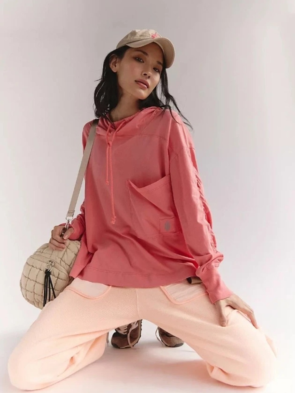 Free People Movement Hot Shot Hooded Layer in Hibiscus